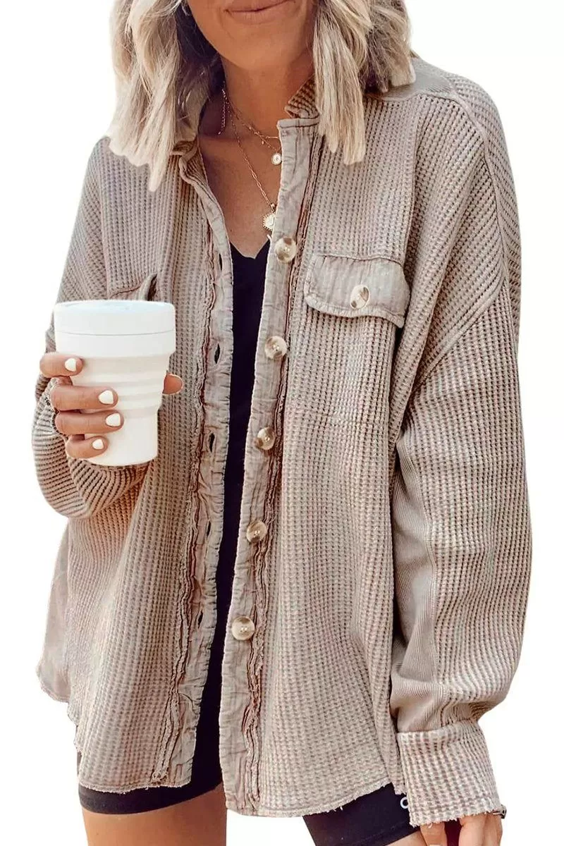 WOMEN CORDUROY BUTTON UP OVERSIZED SHACKET