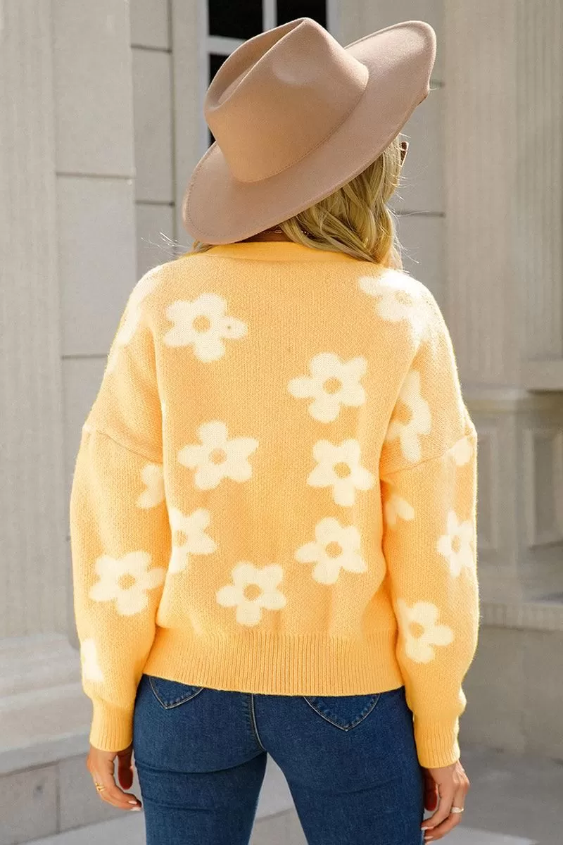 WOMENS FLOWER PATTERN CARDIGAN