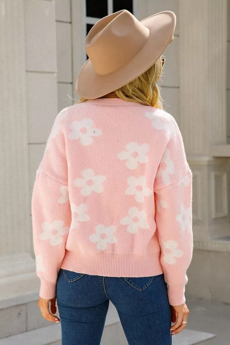 WOMENS FLOWER PATTERN CARDIGAN