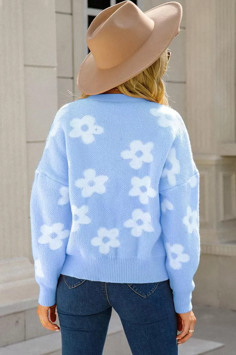 WOMENS FLOWER PATTERN CARDIGAN