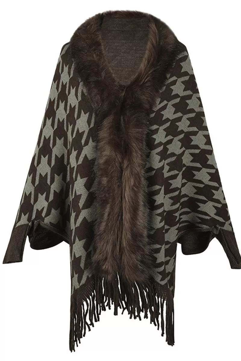 WOMENS OPEN FRONT FUR SHAWL JACKET